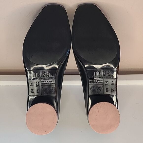 Melissa Mid Espuma Soft Plastic Black with Round Pink Heels Size 6 EU 37 - Picture 11 of 13